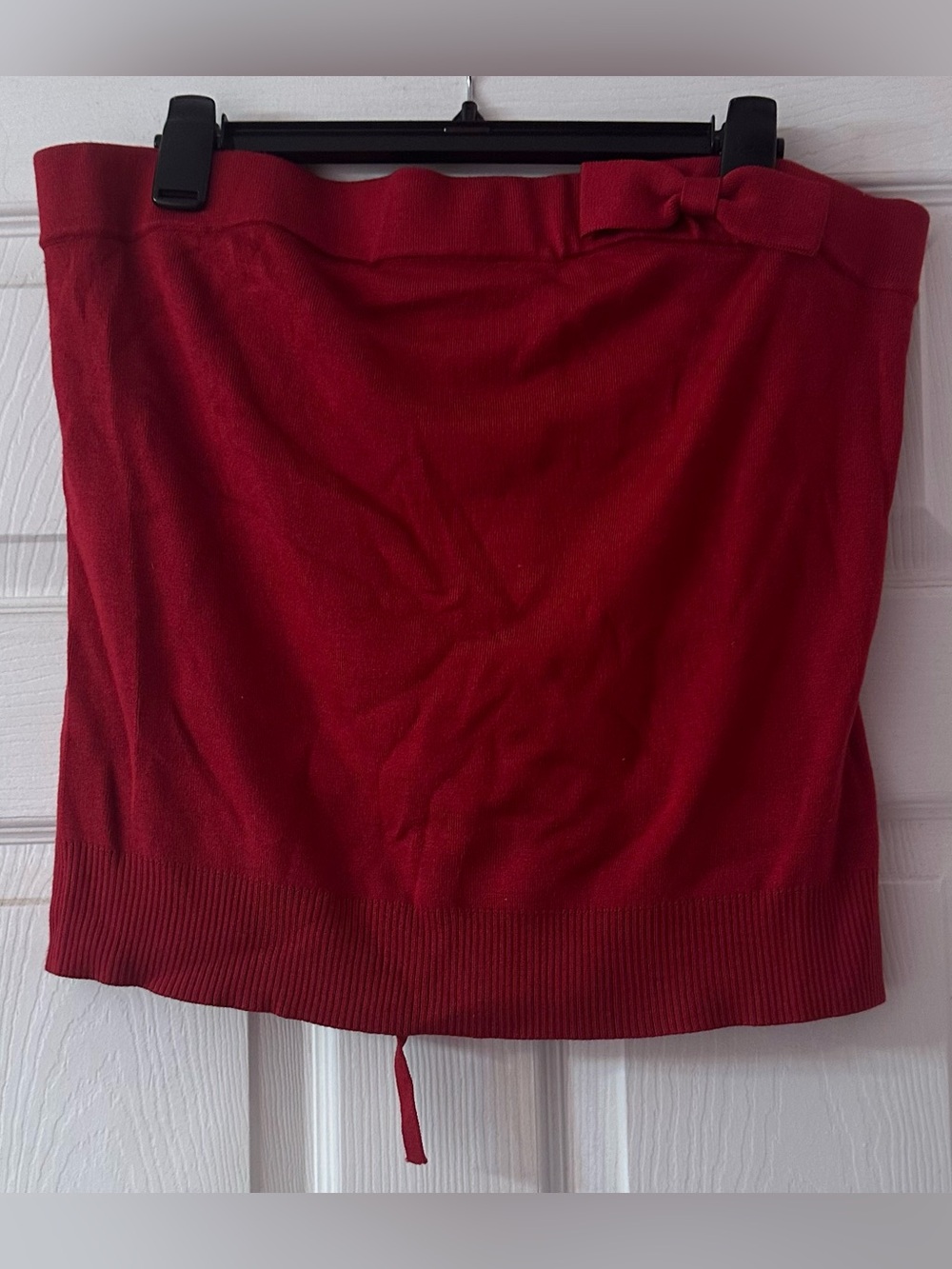 INC Halter Top Women 1X Dramatic Red Silk Blend Knit Bow Detail NWT